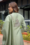 Mint Grace – Heavy Muslin Silk Anarkali Kurta Pant Dupatta Set