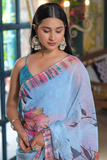 Sky Bloom Georgette Silk Saree