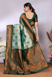 Peacock Buti Banarasi Soft Silk All-Over Zari Woven Saree