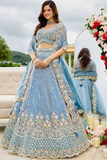 Sky Bloom Satin Silk Lehenga Choli Set