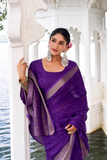 Royal Chinon Saree with Zari Weaving Work