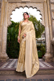 Golden Glow Tissue Silk Saree with Zari Weaving Work
