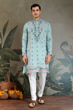 Sky Blue Viscose Silk Embroidered Kurta Set