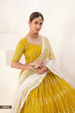 Mustard Yellow Georgette Lehenga with Net Dupatta