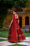 Maroon Rangoli Crush Embroidered Lehenga with Dupatta