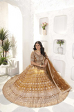 Golden Net Embroidered Bridal Lehenga Set