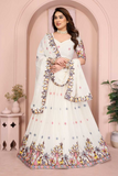 Ivory Star Georgette Embroidered Lehenga Set