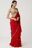 Crimson Maharani Mirror Work Saree