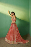 Red Georgette Lehenga with Embroidered Blouse & Dupatta