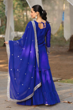 Royal Blue Georgette Embroidered Kurta Sharara Set