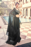 Elegant Black Organza Ruffle Saree with Real Mirror & Sequins Work Blouse