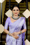 Lavender Banarasi Soft Silk Saree with Jacquard Border