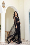 Elegant Black Soft Mono Net Saree with Sequins & Thread Embroidery