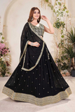 Black Georgette Embroidered Lehenga Choli with Dupatta