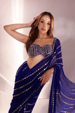 Ishani Royal Blue – Premium Ready-to-Wear Faux Georgette Saree