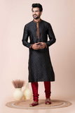 Royal Black Mulberry Buttu Men’s Kurta Pajama Set