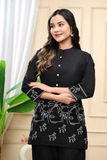 Ladybook Black Grace – Embroidered Kurti Pant Set for Office & Daily Wear