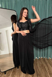 Stylish Black Indo-Western Set with Sequin & Dori Work