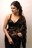 Black Georgette Saree with Heavy Multi-Embroidery & Sequin Work