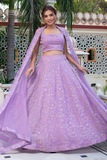 Chinon Lavender Lehenga Choli with Net Dupatta – Raashi Lehenga
