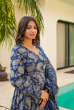 Indigo Paisley Anarkali Pant Dupatta Set