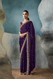 Regal Elegance Purple Silk Saree with Zari and Cutwork Embroidery