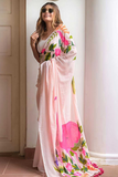 Elegant Plain Linen Digital Print Saree
