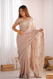 Elegant Silky Crush Saree with Multicolor Sequins Embroidery