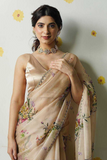 Soft Tebby Silk Floral Print Saree with Beads & Sequins Handwork