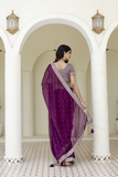 Kasturi Silk Saree in Royal Purple with Embellished Border