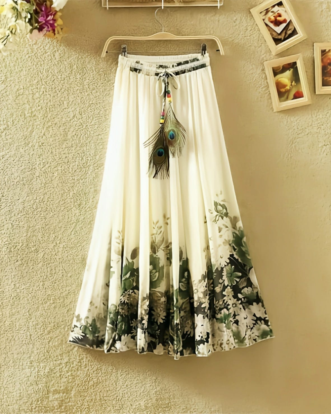 Ivory Garden Silk Skirt