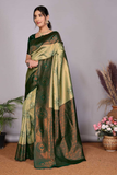 Medallion Banarasi Soft Silk Large Buti Zari Woven Saree