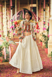 Ivory Pure Cotton Lehenga Choli with Embroidered Koti