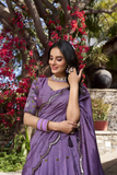 Lavender Dream Vichitra Simmer Embroidered Lehenga Set