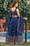 Royal Blue Georgette Lehenga with Matching Blouse & Dupatta