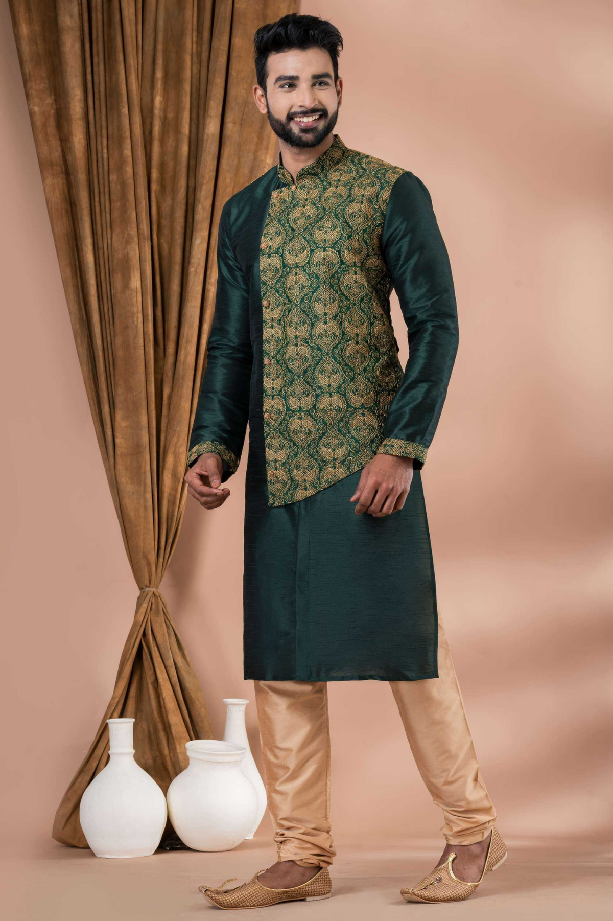 Elegant Banarasi Dhupion Silk Men’s Kurta Pajama Set