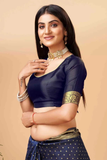Elegant Blue Banarasi Art Silk Saree with Golden Zari Work