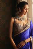 Rakul Preet Inspired Royal Blue Satin Silk Saree with Original Mirror and Embroidery Work
