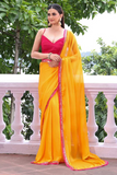 Embellished Sequinned Chiffon Saree in Sunshine Yellow