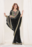 Elegant Black Georgette Silk Saree