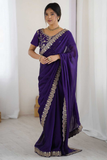 Rohini Purple Elegance Party Wear Saree Set