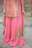 Peach Glow Faux Georgette Palazzo Suit Set