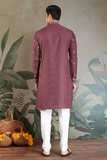 Cocoa Brown Viscose Silk Embroidered Kurta Set