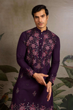 Purple Embroidered Kurta Set with White Pant