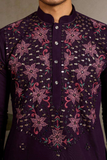 Purple Embroidered Kurta Set with White Pant