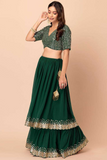 Emerald Green Georgette Lehenga Choli with Dupatta