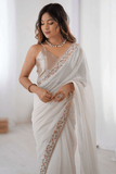Rangoli Silk Party Wear Saree with Embroidered Border Lace - kavyo.in