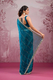Premium Blue Silk Saree with Real Mirror & Glitter Dori Work