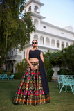 Regal Black Banarasi Silk Zari Weaving Lehenga with Georgette Blouse & Dupatta