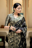 Black Kanjivaram Banarasi Silk Saree with Rich Zari Weaving & Jacquard Blouse
